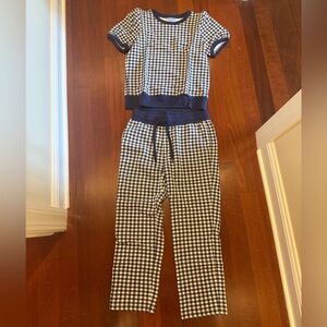 Draper James Navy and White Gingham Lounge Set